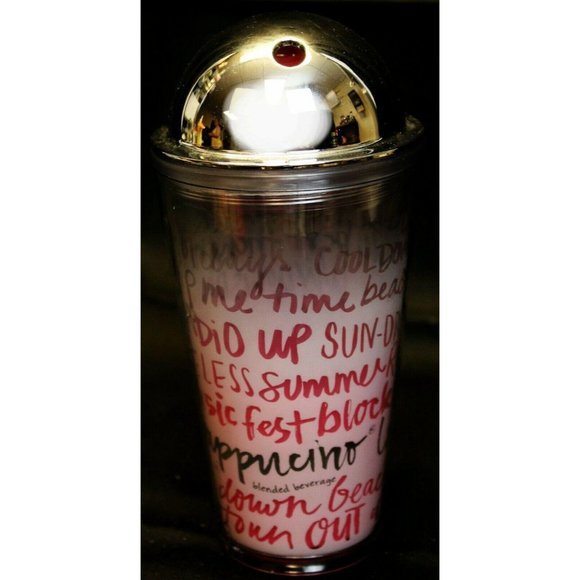 2013 Starbuck Grande Tumbler Pink Ombre Frappuccino Lover Metallic Dome Lid 16oz - Picture 1 of 12